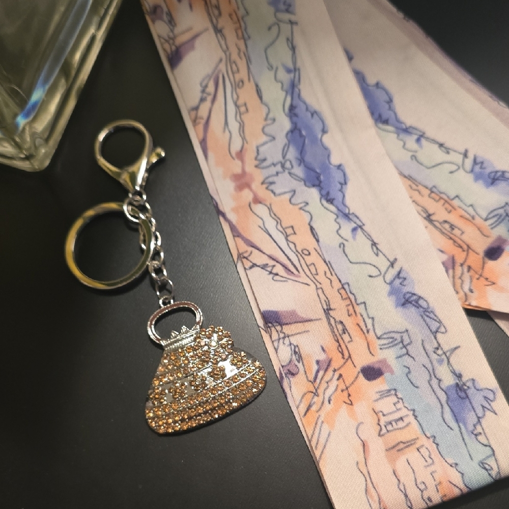 Bag Charm & Twilly Bundle-Gold